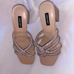 EUC Nine West 7.5 Beaded Heeled Sandals